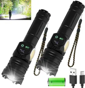 -factory 313097729755 2 Pack Rechargeable Flashlight 300000 High Lumen Super Bright Led Tactical Flas -factory 313097729755 2 Pack Rechargeable Flashlight 300000 High Lumen Super Bright Led Tactical Flas