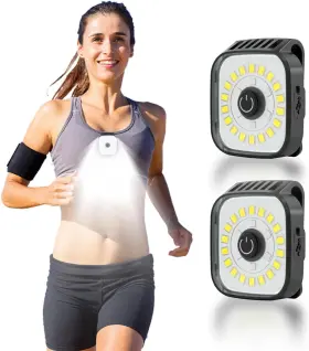 Cl001 Abroml Running Lights For Runners 2 Pack Mini Clip On Flashlight With 4 Modes Recharg
