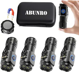 Abus-l-smfl-001 Abunro Rechargeable Flashlights 4 Pack Mini Flashlight High Lumens 3 Led Emerge