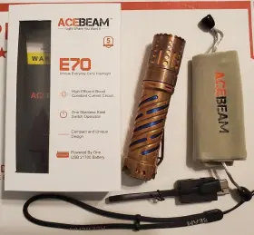 Acebeam E70-cu-5000k-21700 E70 Copper 95 High Cri Led Flashlight 2800 Lumen 4500k 21700 Battery