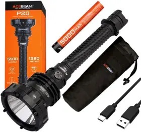 Acebeam Sft-90x P20 Professional Long Distance Flashlight -5 600 Lumens Black