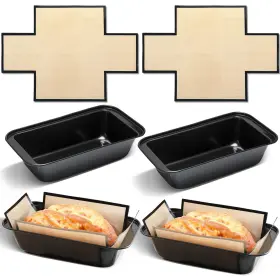 Acellegic Tur-acellegic-2540 4 Pcs Loaf Pan For Baking Bread With Silicone 9 X 5 Inch Black