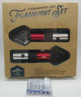 Adventure Is Out There 191907481259 Carabiner Led Flashlight Bottle Opener Set 2 Flashlights