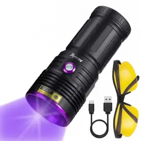 Alonefire Sv84 365nm Uv Flashlight Strong 45w Usb C Rechargeable Black Light For Pet Ur