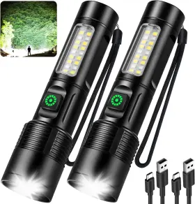 Alstu M083-2p Rechargeable Flashlights 2 Pack 99 000lm Super Bright High Lumens Flash Light