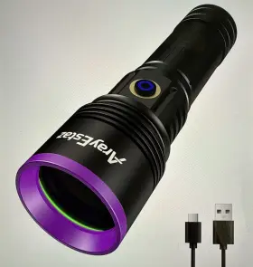 Arayestaz Af08-365 365nm Uv Flashlight Filter Lens 20w Usb-c Resin Rockhounding Scorpion Led