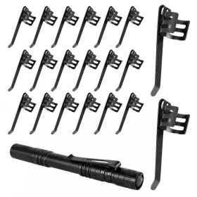 Aster Aster-534499 20 Pieces Flashlight Clip Black Pocket Removable Pen Light Accessory Penlig
