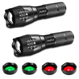 Aukvi Zr-53 3colorlight Flashlight Tactical With Red Green Filter Zoom 2000 Lumen