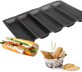 Baker Boutique 8541886405 Silicone Bread Mold 5 Loaf 17.7 Inch X 13.0 1.4 3.1 Black