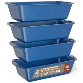Bakkenmaster Bkloafbl4 Nonstick Loaf Pan Set Pack Of 4 Carbon Steel 11 Inch Large Blue Marble