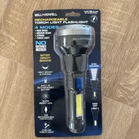 Bell And Howell 1964eng Rechargeable Torch Flashlight 4 Modes High Beam No Batteries Needed