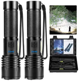 Bercol P109-cob Flashlights High Lumens Rechargeable 90000 Super Bright Led Flashligh