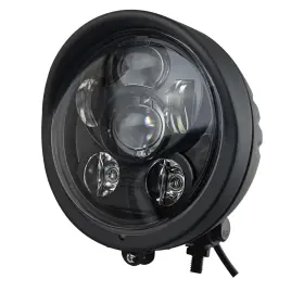 Hl-1066-6-bk Bosycy Motorcycle 5.75 Inch Led Headlight Vintage 5-3/4 Head-light With Visor T