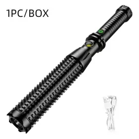 Branded 145541 Rechargeable Tactical Flashlight Long Handle Self Defense Torch Window Breaker