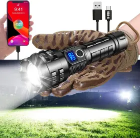 Branded 744110428742 Worlds Brightest Flashlight 200000 Lumens Oled Charging Display Best Rechargeabl