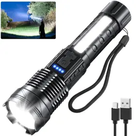 Branded L9000 Rechargeable Led Tactical Flashlight High Lumens Super Bright For Camping