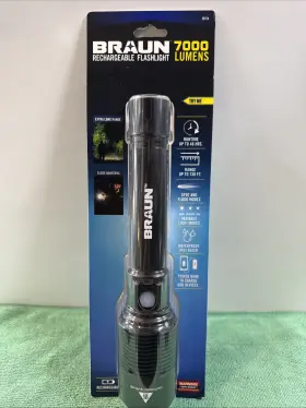 Braun 193175583772 New Flashlight Recargable 7000 Lumens With Power Bank - 59314