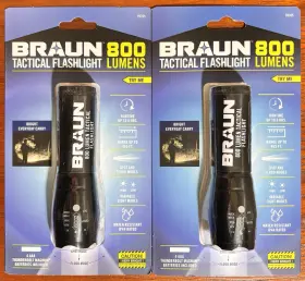 Braun 70765 2 800 Lumens Waterproof Tactical Flashlights Lot Of