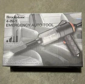 Brookstone 638688715543 4-in-1 Emergency Auto Tool Dust Vac Reach Light New