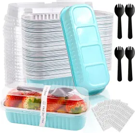 Bzidii Bls-011 50 Pack Mini Loaf Pans With Lids And Spoons 6.8 Oz 6.8oz 6.8oz-blue