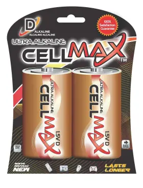 Cellmax Cm-lr20-bp2 Cell Max Long Lasting D Alkaline 2 Pack
