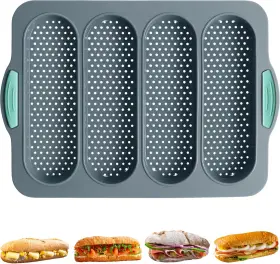 Chicrinum Fw-lp-04 Baguette Bread Pan 13.4 Inches W X 9.4 L 1 Inch H Gray