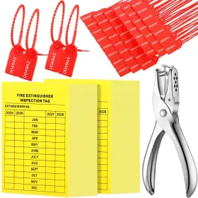 Chunful Chunful-tags-07 101 Pieces Monthly Fire Extinguisher Inspection 5 X 3.3 Inch Yellow
