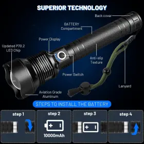 Cinlinso P70-cob-001 Flashlights High Lumens Rechargeable 99 000 Super Bright Led Fl