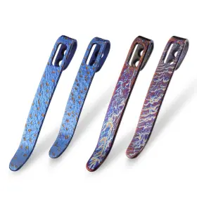 Civivi T002c 4pcs Flamed Titanium Pocket Clips No Screws Included 50mm 55mm Clip