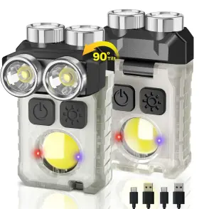 Clakap Rtb-1454-us Rechargeable Edc Flashlight 2pack 1200lm Keychain With