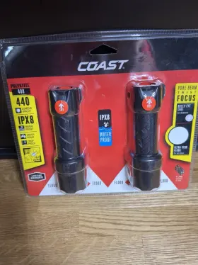 Coast 21819 Polysteel 400 2 Pk Ipx8 Flashlight Water Crush Drop Proof 440 Lumens Focus
