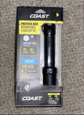 Coast 650r New Polysteel Rechargeable Flashlight Kit 710 Lumens 787 Feet 30 Hrs