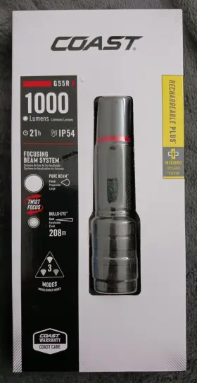Coast G55r 1000 Lumens Rechargeable 3 Mode Handheld Flashlight - New