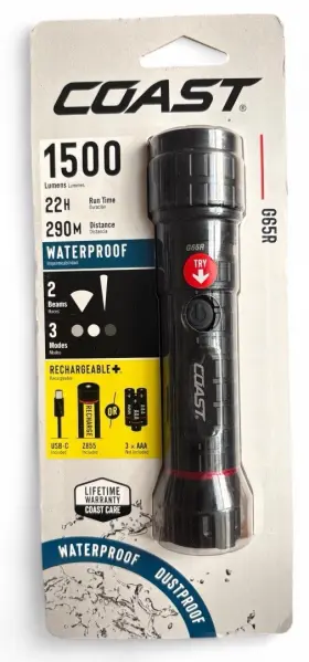 Coast G65r 1500 Lumens Waterproof Rechargeable Led Professional Flashlight