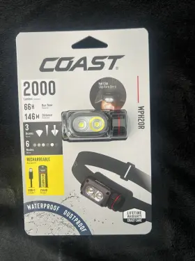 Coast Wph20r 2000 Lumen Rechargeable Led Headlamp With Clip And Magnetic End Cap