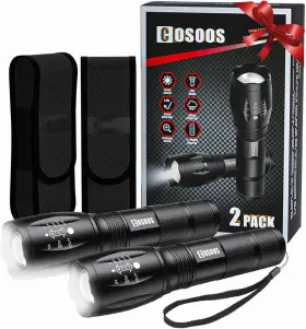 Cosoos 313050941934 New Led Flashlight 2-pack Tactical Zoomable 5-mode Waterproof