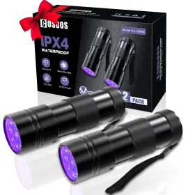 Cosoos Vbgh568 2 Pack Uv Flashlight 12 Led Handheld Blacklight 395nm Mini