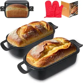 Cowlp01 Coworm 10x5 Cast Iron Loaf Pan With Lid - 2 In 1 Bread Pans For Inch Black Cowlp01 Coworm 10x5 Cast Iron Loaf Pan With Lid - 2 In 1 Bread Pans For Inch Black