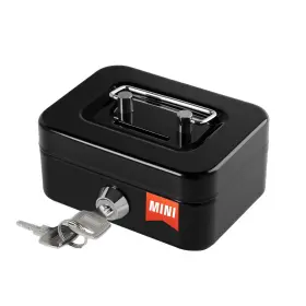 Crinwaki Dc0032 Cash Box With Lock Small Cute Money Slot Mini-black Black-mini