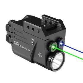 Cronhawk 729458233531 500 Lumen Blue Green Laser Light For Pistol Rechargeable Rail Mounted Flashlight