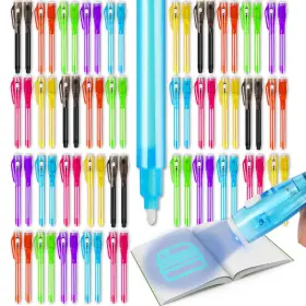 Daemson Yxb-n23 70pcs Invisible Ink Pens With Uv Light 7 Colors Spy For Secr... Fas