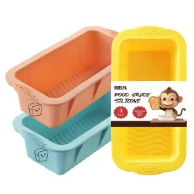 Dajlfa 658359092421 Silicone Bread Loaf Pan 3 Pcs 9.8 4.8 Orange Pink Yellow Blue