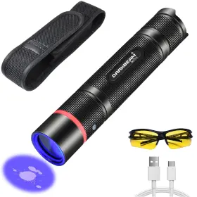 B02-02 Darkbeam Uv Flashlight 365nm Light Black Lights Powerful Mini Woods Lamp Usb Rechargea