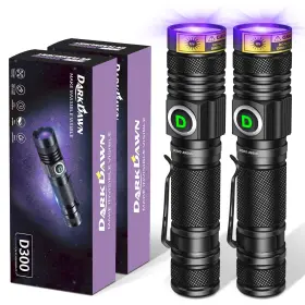 Darkdawn D300-395nm-2pc Uv Flashlight 395nm Black Light Usb Rechargeable Ultraviolet Led Blacklight P
