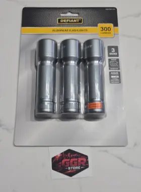 1008524444 Defiant 300 Lumen Aluminum Led Flashlight 3-pack With Batteries