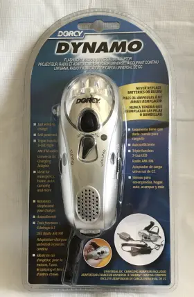 Dorcy 41-4274 Dynamo Flashlight Radio And Universal Dc Adaptor Emergency Camping Auto New