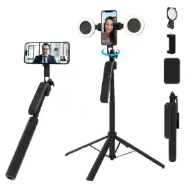 Dreampigeon 706556184903 Auto Face Tracking Selfie Stick Tripod With Fill Light 360 Rotation And Gestur