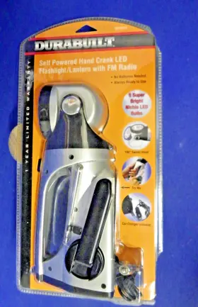 Durabuilt 815687006067 Self Powered Hand Crank Led Flashlight/lantern With Fm Radio New Durabuilt 815687006067 Self Powered Hand Crank Led Flashlight/lantern With Fm Radio New