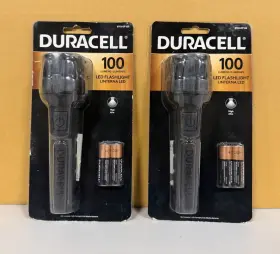 Duracell 8753-df100 Lot Of 2 100 Lumens Adjustable Mode Led Flashlight Batteries Rubber