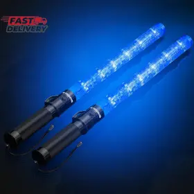 E-riding 744759326676 2 Pieces Blue Traffic Wand 21 Inch Signal Safety Baton Multifunction Wi